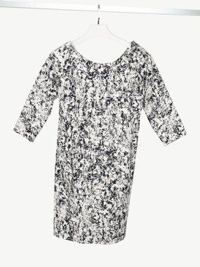 Jil Sander SS14 White & Black Abstract Cotton-Poplin Mini Dress